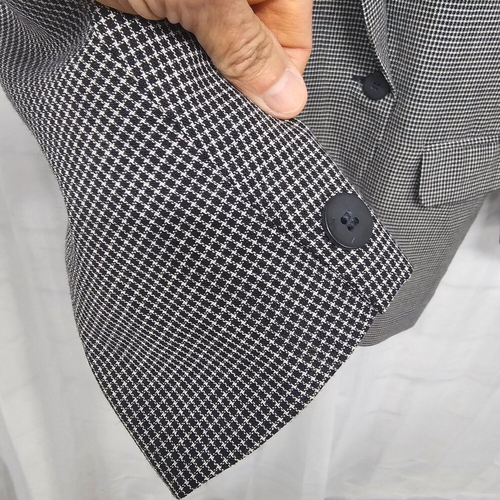 Vintage Jones New York Blazer Black Checked Wool Double Office 16 - Picture 4 of 11